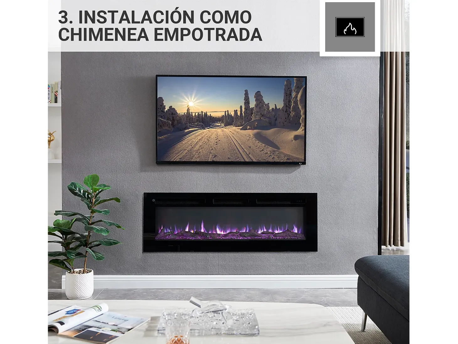 Chimenea eléctrica BALDERIA Leif 50 - 3 en 1 - negro