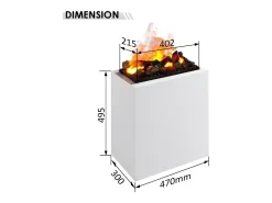 Chimenea eléctrica BALDERIA Ikarus - Llama Optymist con niebla - Blanco