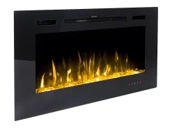 Chimenea eléctrica CALBUCO - De pared o empotrada - An. 101,6 x Pr. 14 x Al. 54,4 cm - Negra