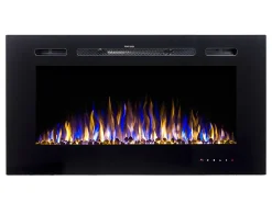 Chimenea eléctrica CALBUCO - De pared o empotrada - An. 101,6 x Pr. 14 x Al. 54,4 cm - Negra