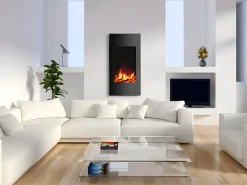 Chimenea eléctrica curva VULCANO L.41xAn.13xAlt.81cm Negra
