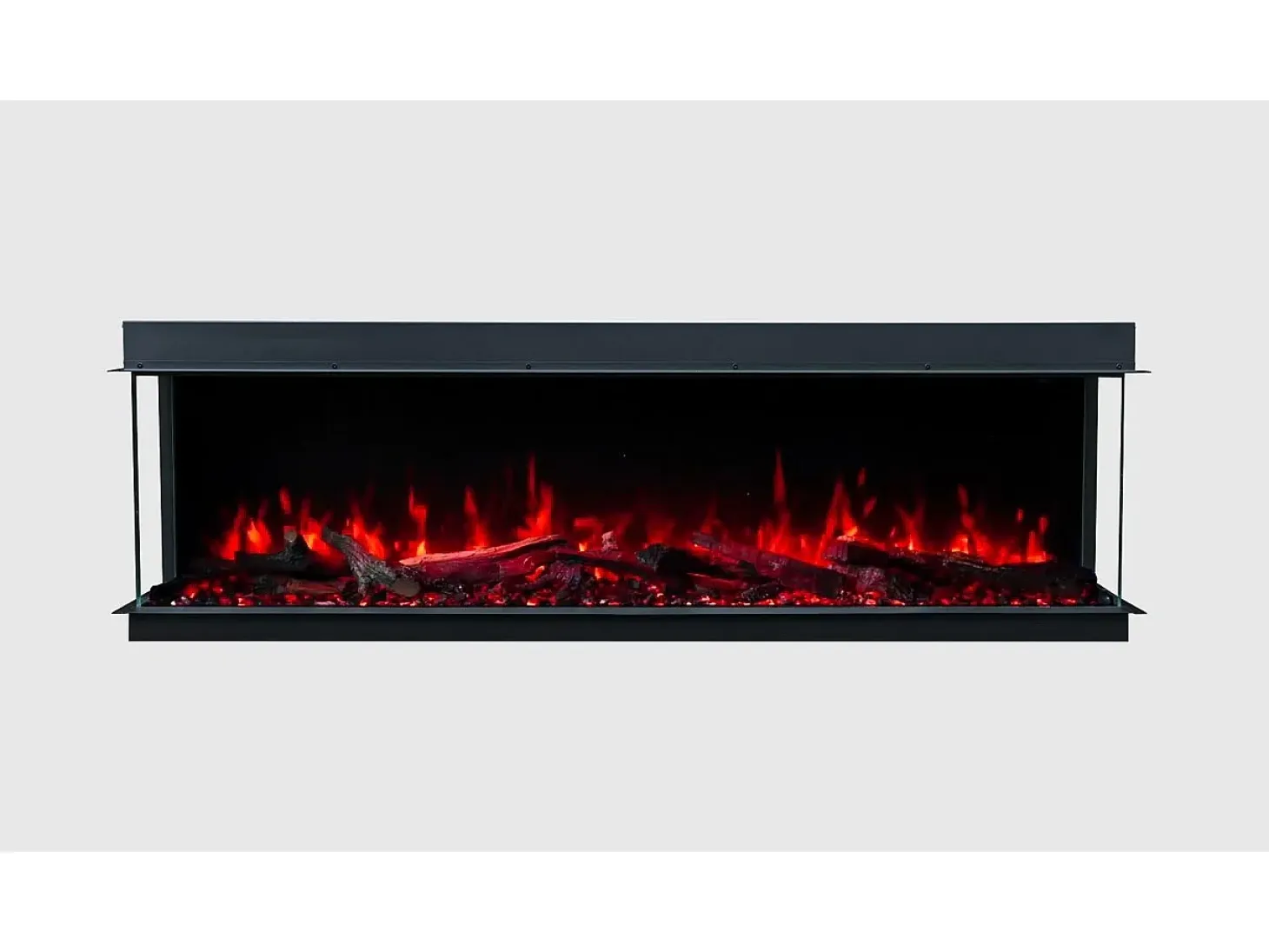 Chimenea eléctrica de 3 caras SOLIS 90 - fuego premium, empotrada - 90x30x46 cm - LED decorativa con calefacción 750/1500 W