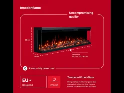 Chimenea eléctrica de 3 caras UNITY 152 - fuego premium, de pared o empotrada - 152x19x36 cm - LED decorativa con calefacción 900/1800W