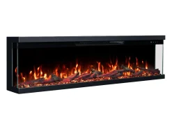 Chimenea eléctrica de 3 caras UNITY 152 - fuego premium, de pared o empotrada - 152x19x36 cm - LED decorativa con calefacción 900/1800W
