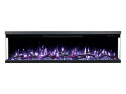 Chimenea eléctrica de 3 caras UNITY 152 - fuego premium, de pared o empotrada - 152x19x36 cm - LED decorativa con calefacción 900/1800W