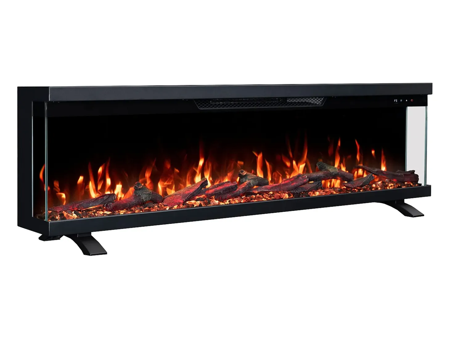Chimenea eléctrica de 3 caras UNITY 152 - fuego premium, de pared o empotrada - 152x19x36 cm - LED decorativa con calefacción 900/1800W