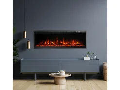 Chimenea eléctrica de pared, frontal y empotrada, CHICAGO130, L127 x D14 x H45