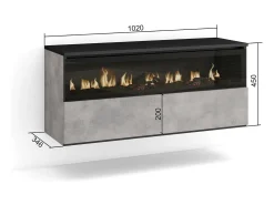 Chimenea eléctrica LED, 102x35x45cm, 1 Hueco, 1 Puerta, Chimenea eléctrica, Colgado, Suspendido, Cemento