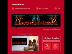 Chimenea eléctrica MONARCH 183 - fuego premium - de pared y empotrados - 183x13x35 cm - chimenea LED con calefacción 900/1800 W