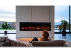 Chimenea eléctrica REGAL 126 - fuego premium - de pared y empotrados - 126x35x12 cm - chimenea LED decorativa con calefacción 900/1800 W