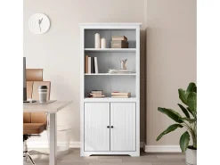 Claddaghduff Librería BODO madera maciza de pino blanco 82x40x173 cm