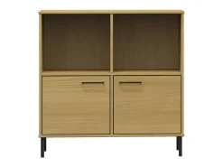 Claire-Madeleine-Claire Librería patas de metal OSLO madera maciza marrón 90x35x90,5 cm