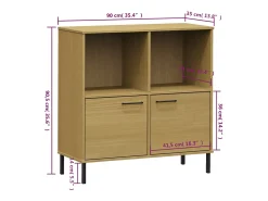 Claire-Madeleine-Claire Librería patas de metal OSLO madera maciza marrón 90x35x90,5 cm