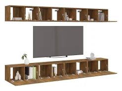 Clara Muebles de TV 8 piezas madera color roble ahumado 60x30x30 cm
