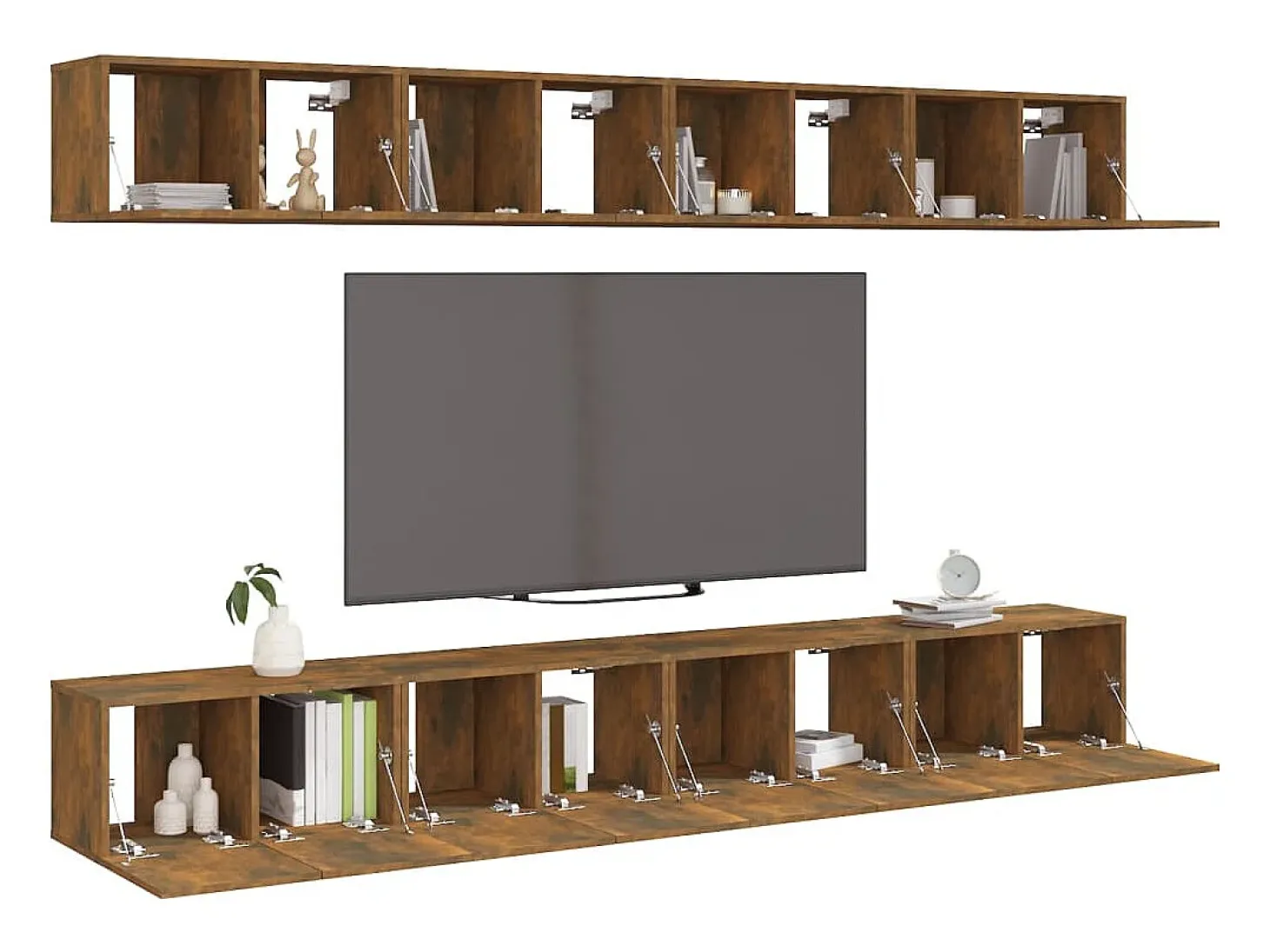 Clara Muebles de TV 8 piezas madera color roble ahumado 60x30x30 cm