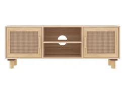 Claudia Mueble para TV madera maciza pino y ratán natural 105x30x40 cm
