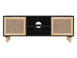 Claudia Mueble para TV madera maciza pino y ratán natural 105x30x40 cm
