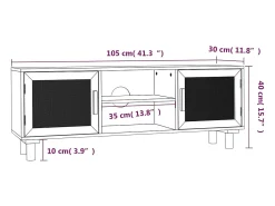 Claudia Mueble para TV madera maciza pino y ratán natural 105x30x40 cm