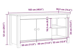 Clinton Corners Mueble de TV de madera maciza de pino 103x36,5x52 cm