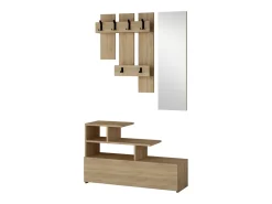 Cómoda blanca y madera de 4 cajones LODZ