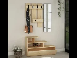 Cómoda blanca y madera de 4 cajones LODZ