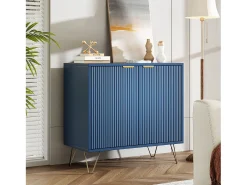 Cómoda de 2 puertas con estante, aparador, mueble de cocina, dormitorio, 80 x 40 x 78 cm, azul