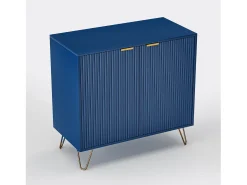 Cómoda de 2 puertas con estante, aparador, mueble de cocina, dormitorio, 80 x 40 x 78 cm, azul