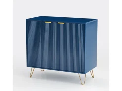 Cómoda de 2 puertas con estante, aparador, mueble de cocina, dormitorio, 80 x 40 x 78 cm, azul