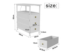 Cómoda estrecha de 3 cajones, mesita de noche con función de carga y tira de luz, mesa auxiliar con cajones, 30 x 60 x 62 cm, Blanco