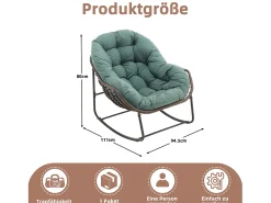 Cocon - Mecedora de ratán - Estructura de acero con cojín suave - Para uso en interiores y exteriores