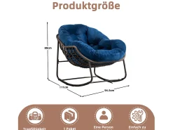 Cocon - Mecedora de ratán - Estructura de acero con cojín suave - Para uso en interiores y exteriores