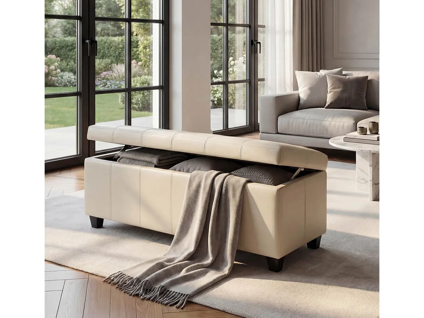 Cofre de almacenamiento Kriens, color crema