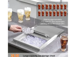 Cofre de Hielo SucceBuy, 45,7 x 30,5 x 36,5 cm, en Acero Inoxidable, con Tapón, Baño de Hielo