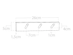 Colgador de pared de madera maciza en tono blanco de 26x5cm - KATE - DECOWOOD