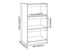 Colgate Estantería/divisor de espacios madera pino negro 60x30x103,5 cm