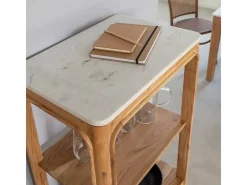 Columna en madera de acacia y mármol Emyr