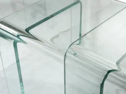 Conjunto 3 mesas de centro de cristal curvado MINKA