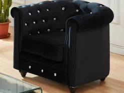 Conjunto 2 sillones terciopelo negro CHESTERFIELD