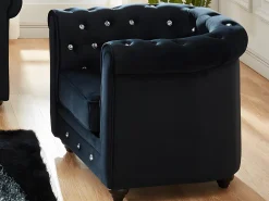 Conjunto 2 sillones terciopelo negro CHESTERFIELD