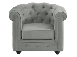 Conjunto 2 sillones terciopelo gris plata CHESTERFIELD
