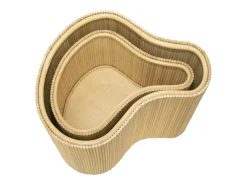 Conjunto de 2 mesas auxiliares, cajas , ratán - H. 45 cm - H. 33,5 cm Natural MARSA