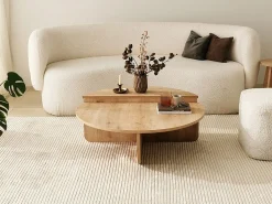 Conjunto de 2 mesas de centro - Color: Natural claro - ALOEVA