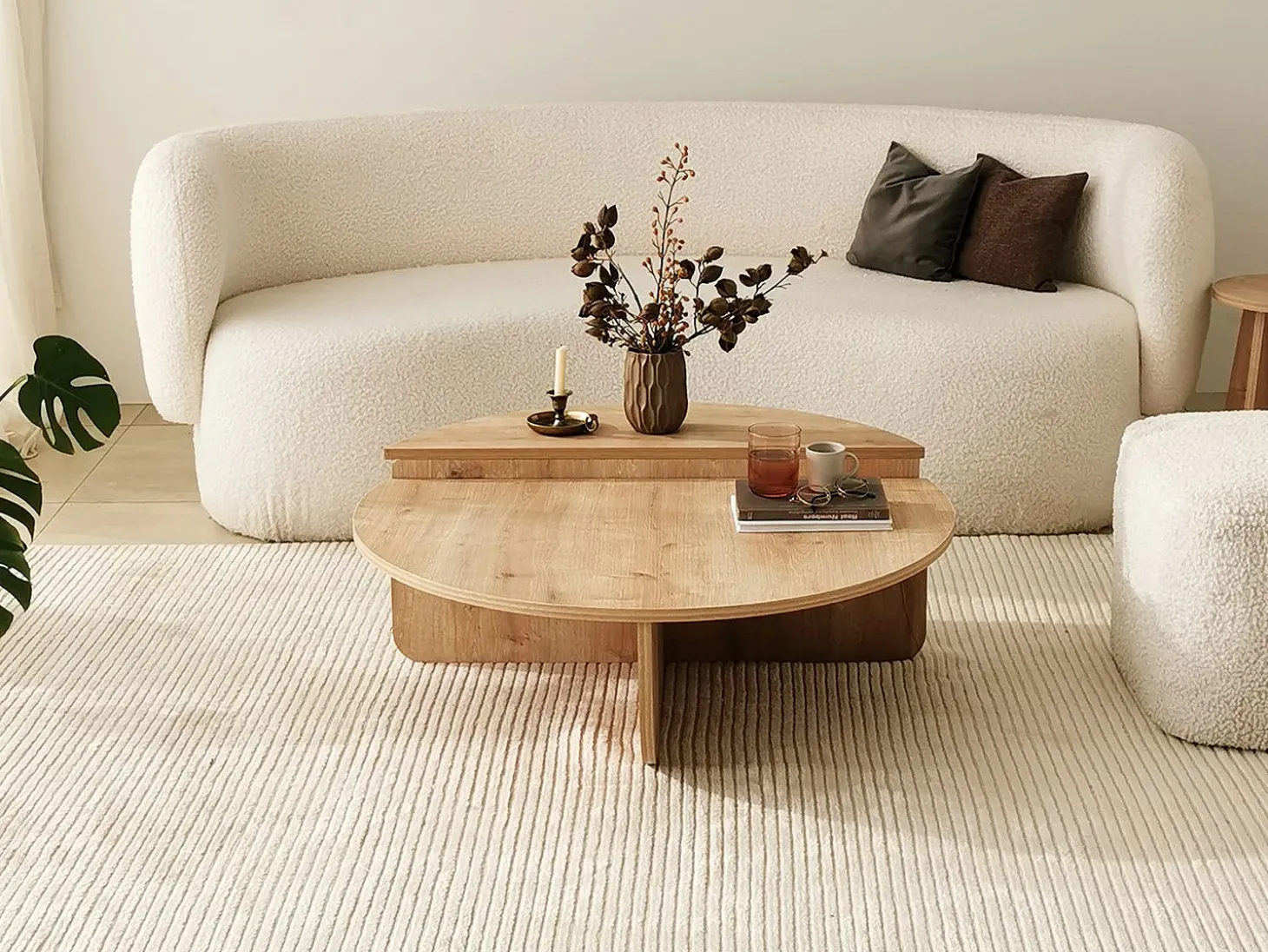 Conjunto de 2 mesas de centro - Color: Natural claro - ALOEVA