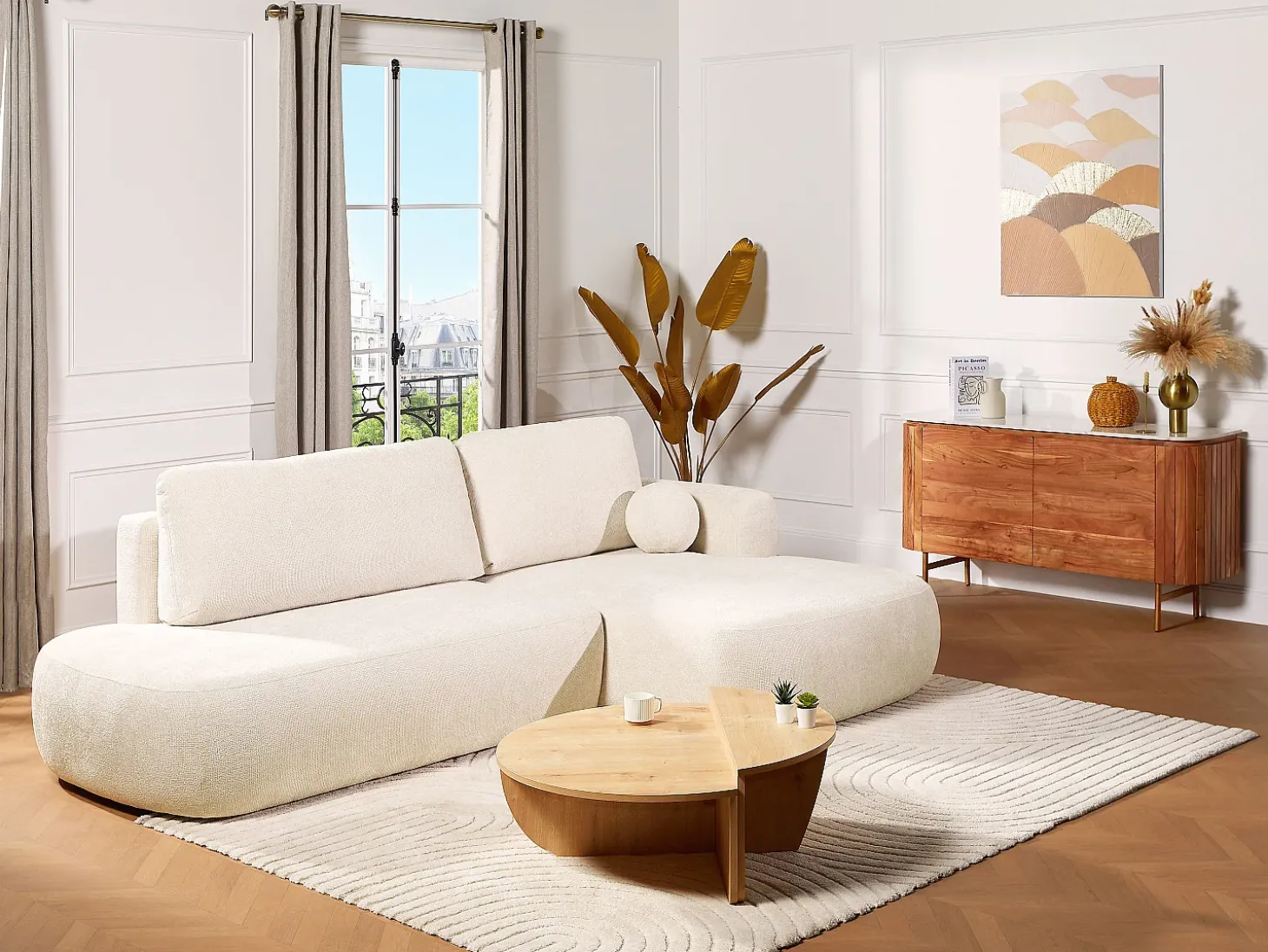 Conjunto de 2 mesas de centro - Color: Natural claro - ALOEVA