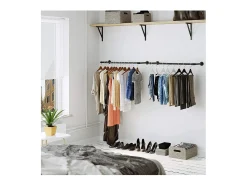 Conjunto de 2 perchas murales negras para ropa - L92 x P30 cm