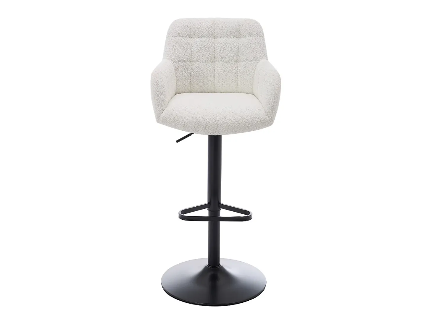 Conjunto de 2 taburetes de bar de tela rizada y metal - Altura ajustable - Blanco - PEGA