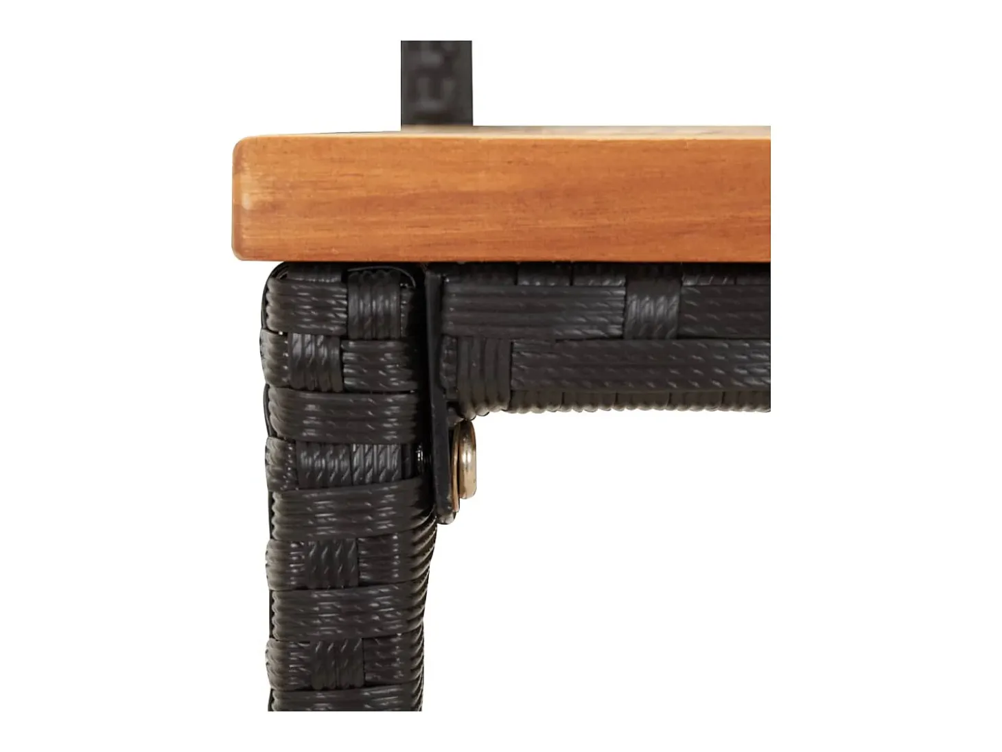 Conjunto de 4 taburetes de bar negros en resina trenzada y madera de acacia.