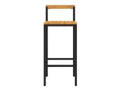 Conjunto de 4 taburetes de bar negros en resina trenzada y madera de acacia.