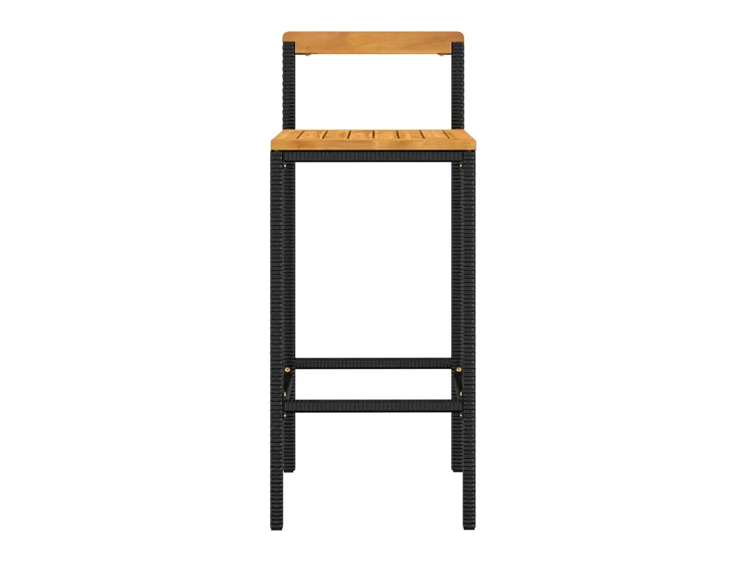 Conjunto de 4 taburetes de bar negros en resina trenzada y madera de acacia.