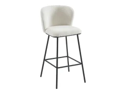 Conjunto de 2 taburetes de bar en tela bouclé y metal - blanco - SENORASE